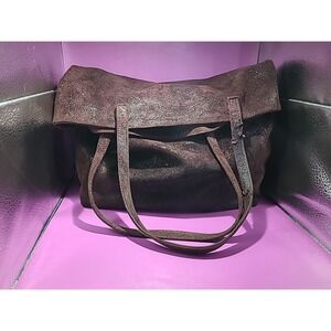 Kim White -‎ Maroon Metallic Suede Tote Handbag Large - Read Description